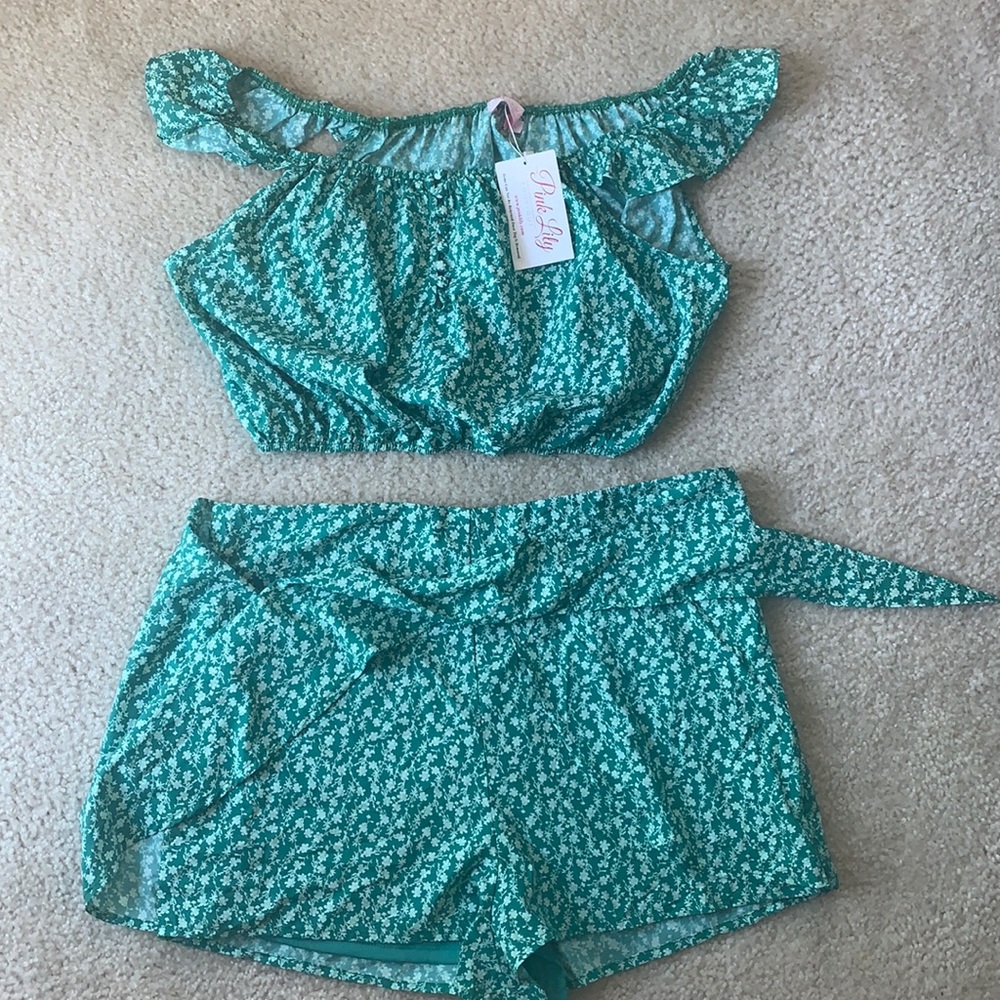 Two-Piece Green Floral Set